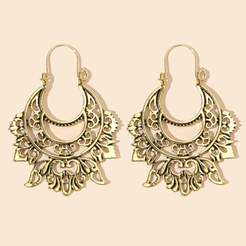 Earrings ~ Geometric ~ Gold ~ Mandela ~ Dangle